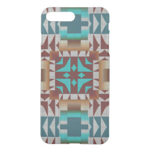 Red Brown Turquoise Teal Blue Mosaic Pattern iPhone 8 Plus/7 Plus Case