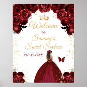 Red Brunette Hair Princess Sweet Sixteen Welcome Poster