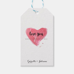 Red Brush Stroke Heart Valentine's Day Gift Tags
