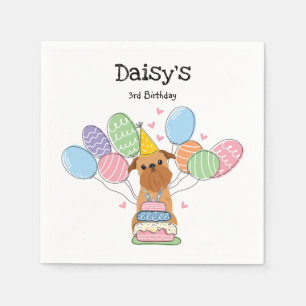 Red Brussels Griffon Birthday Paper Napkin