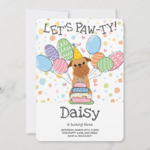 Red Brussels Griffon Birthday Party Invitation