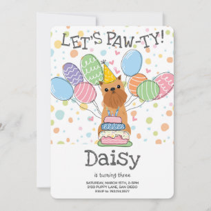 Red Brussels Griffon Cropped Ears Birthday Party Invitation