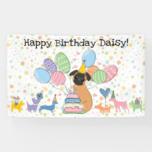 Red Brussels Griffon Dog Birthday Party Banner