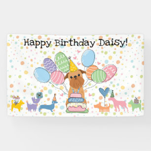 Red Brussels Griffon Dog Birthday Party Banner