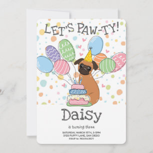 Red Brussels Griffon Dog Birthday Party Invitation