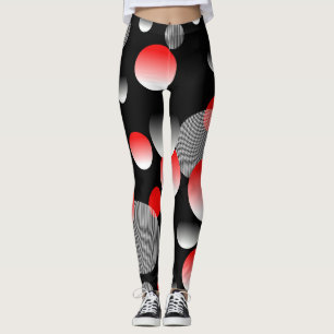 RED BUBBLE ABSTRACT PATTERN LEGGINGS
