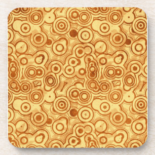 Red Bubbles on Gold Abstract Coaster