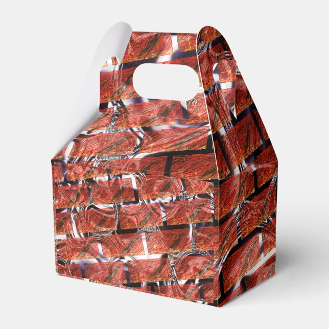 Red, bubbles upon grating or brick effect? Metalli Favour Box (Front Side)