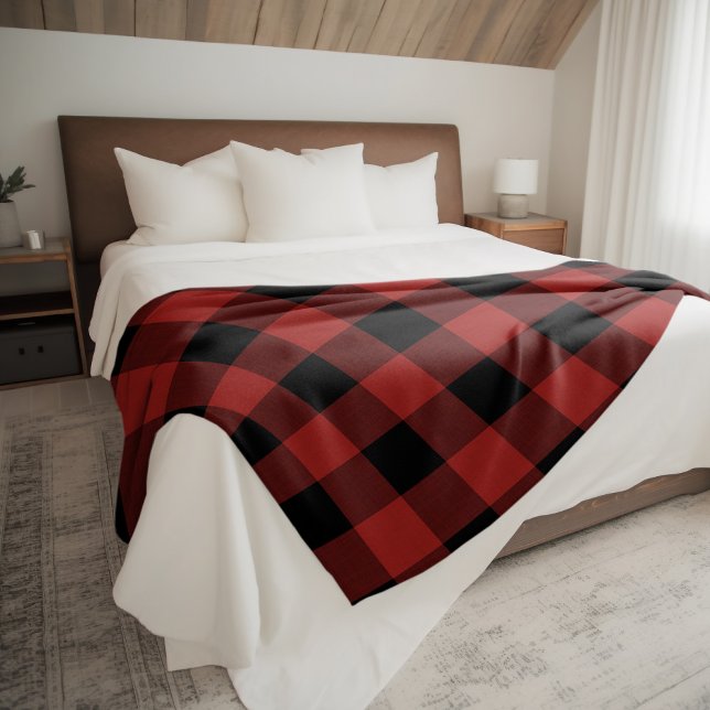 Red Buffalo Check | Farmhouse Holiday Decor Fleece Blanket (Creator Uploaded)