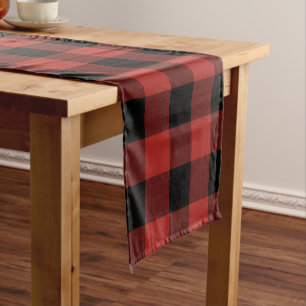 Red Buffalo Check   Farmhouse Holiday Decor Short Table Runner