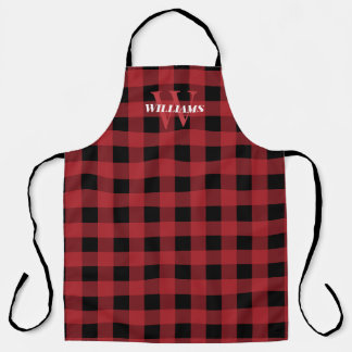 Red Buffalo Check Name & Initial Apron