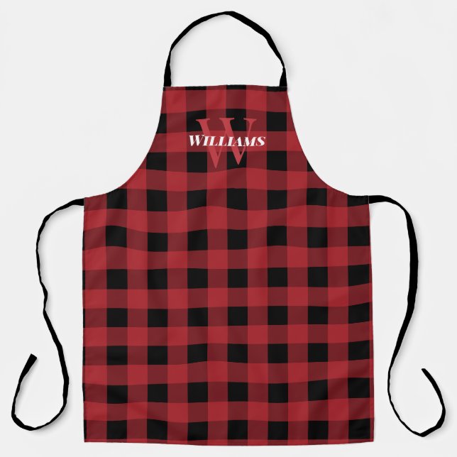 Red Buffalo Check Name & Initial Apron (Front)