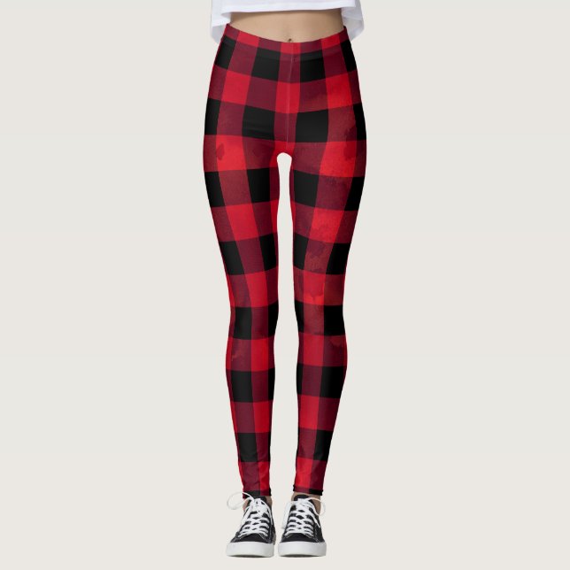 Red Buffalo Check Pattern Leggings (Front)