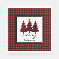 Red Buffalo Check Pine Trees Personalised