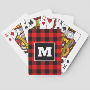 Red Buffalo Christmas plaid Classic Playing Cards