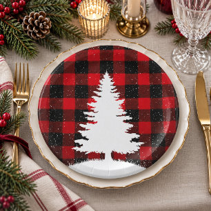 Red Buffalo Merry Christmas Paper Plates