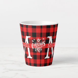 Red Buffalo Monogram Name Christmas holiday Latte Mug