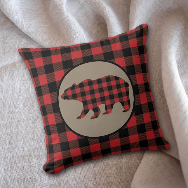 Red Buffalo Plaid Bear Cushion (Creator Uploaded)