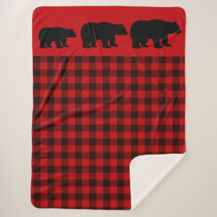 Red Buffalo Plaid Bear Sherpa Blanket