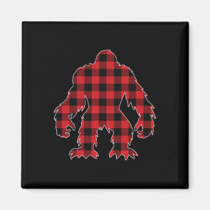 Red Buffalo Plaid Bigfoot Matching Family Christma Magnet