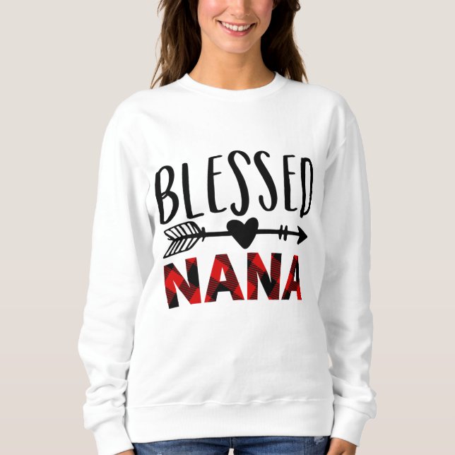 Red Buffalo Plaid Blessed Nana Christmas for grand Sweatshirt (Front)
