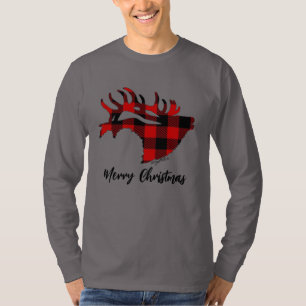 Red Buffalo Plaid Bull Elk T-Shirt