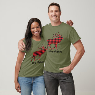 Red Buffalo Plaid Bull Elk T-Shirt