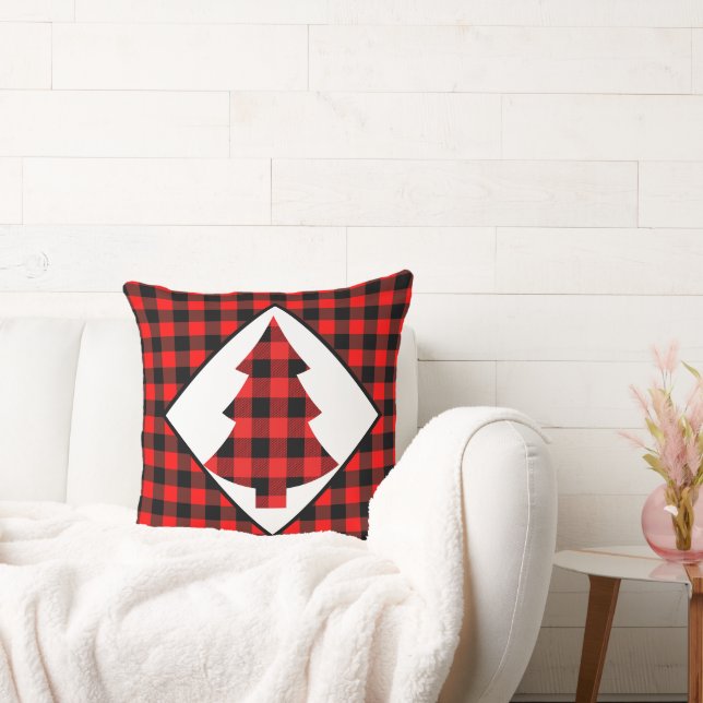 Red Buffalo Plaid Cabin Christmas Cushion (Couch)
