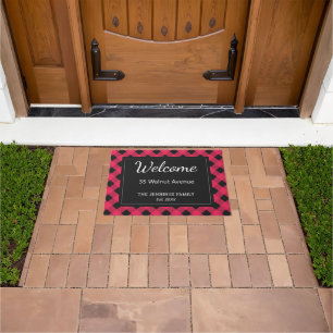 Red Buffalo Plaid Check Patterned Personalised Doormat