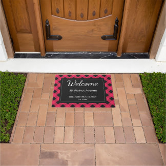 Red Buffalo Plaid Check Patterned Personalised Doormat