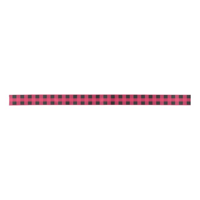 Red Buffalo Plaid Check Rustic Patterned Christmas Satin Ribbon (Front)