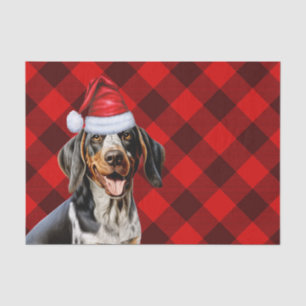 Red Buffalo Plaid Christmas Bluetick Coonhound Dog Tissue Paper