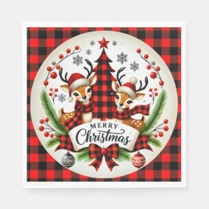 Red Buffalo Plaid Christmas Napkin