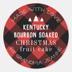 Red Buffalo Plaid Christmas Tree Gift Classic Round Sticker