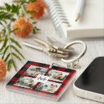 Red Buffalo Plaid & Collage Photo With Initial  Key Ring<br><div class="desc">Embrace the timeless charm of Red Buffalo Plaid and create a personalised masterpiece with our Collage Photo With Initial custom product, available exclusively on Zazzle! Whether you're looking for a unique gift or a stunning addition to your home decor, this customisable item is perfect for adding a touch of rustic...</div>