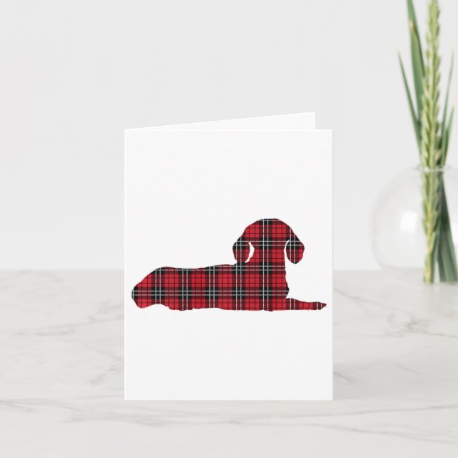 Red Buffalo Plaid Dachshund Dog Christmas Dogs  Card (Front)