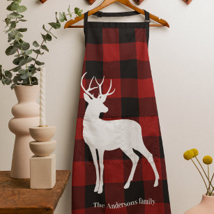 Red Buffalo Plaid & Deer   Personal Name Gift Apron