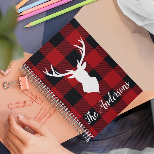 Red Buffalo Plaid & Deer | Personal Name Gift Notebook (Creator Uploaded)