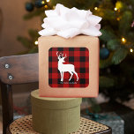 Red Buffalo Plaid & Deer | Personal Name Gift Square Sticker<br><div class="desc">Embrace the rustic charm of the great outdoors with our Red Buffalo Plaid & Deer Personalised Name Gift! Whether you're shopping for yourself or looking for a thoughtful gift,  this design brings a touch of wilderness to any occasion.</div>