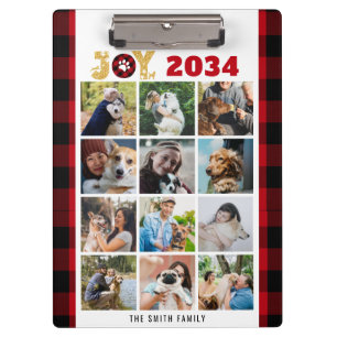 Red Buffalo Plaid Dog Lover Custom Photo Collage  Clipboard