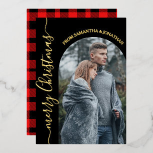 Red Buffalo Plaid elegant christmas family photo