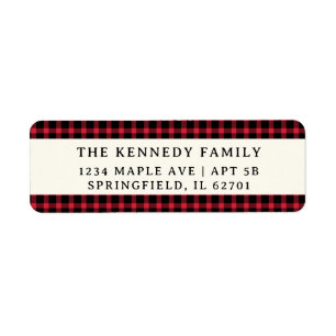 Red Buffalo Plaid Family Name Christmas Holiday