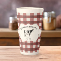 Red Buffalo Plaid Farm Cow Latte Mug