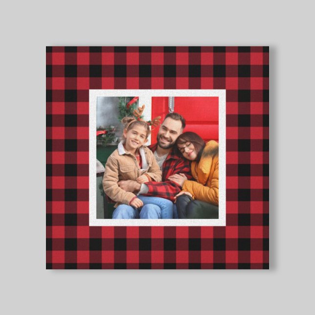 Red Buffalo Plaid Farmhouse Christmas Photo Canvas (Creator Uploaded)