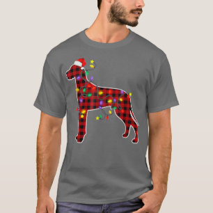 Red Buffalo Plaid Great Dane Dog Christmas Lights T-Shirt