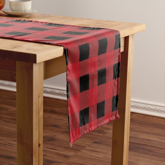 Red Buffalo Plaid Holiday Short Table Runner (In Situ)
