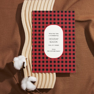 Red Buffalo Plaid Holiday Typography Holiday Card