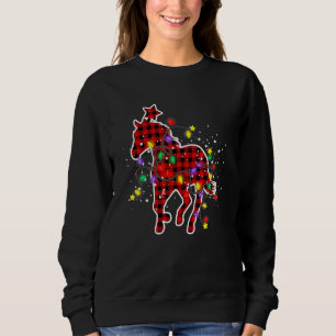 Red Buffalo Plaid Horse Christmas Pyjamas Xmas Tre Sweatshirt