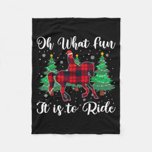 Red Buffalo Plaid Horse Oh What Fun It Is To Ride  Fleece Blanket