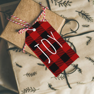 Red Buffalo Plaid & Joy   Happy Holiday Gift Tags